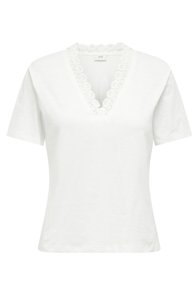 JDYSALVA LIFE S/S V-NECK TOP JRS DI 15351484 CLOUD DANCER